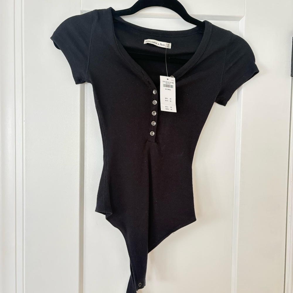 Abercrombie & Fitch Black Button Bodysuit | NWT | Size XXS